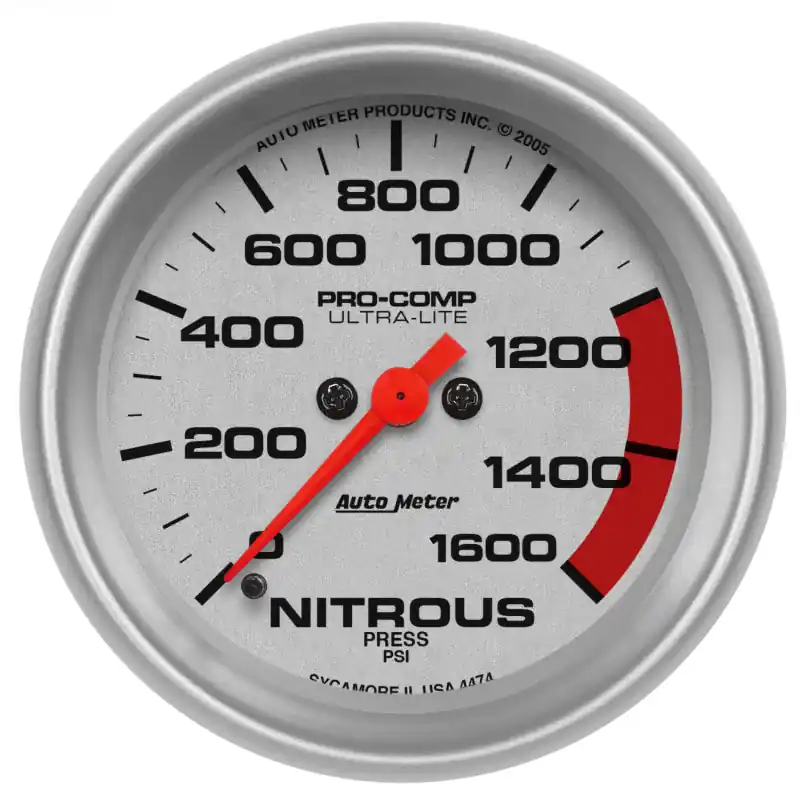 Autometer Ultra-Lite 2-5/8in 1600PSI Nitrous Pressure Gage (ATM4474)