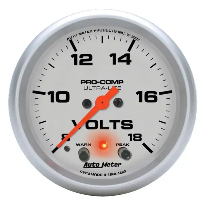 Autometer Ultra-Lite 2 5/8in 18V Voltmeter w/ Peak & Warn (ATM4483)