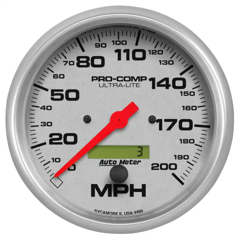 Autometer Speedometer 5in - 200 MPH Electric Program w/ LCD Odometer Ultra- Lite (ATM4490)