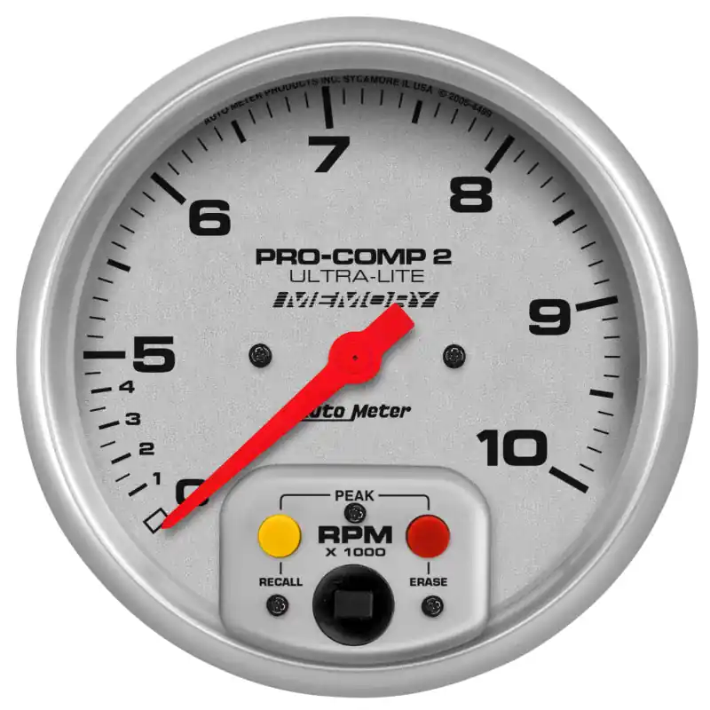 Autometer Ultra-Lite 5 inch 10K RPM In Dash Dual Range w/ Memory Tachometer (ATM4499)