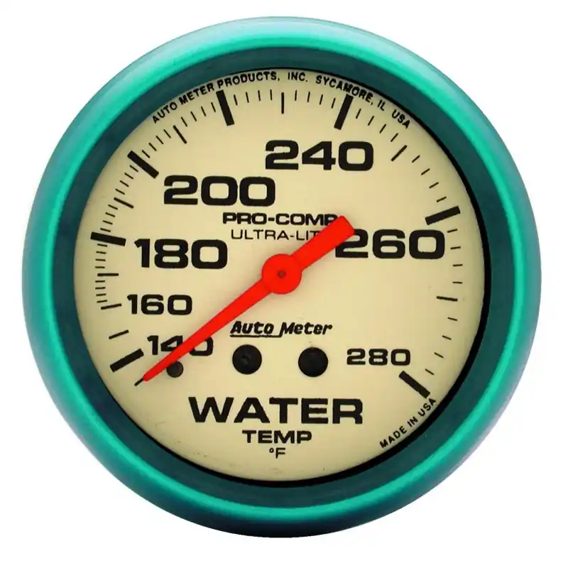 Autometer Ultra-Nite 66.7mm 140-280 Deg F Mechanical Water Temp Gauge (ATM4535)