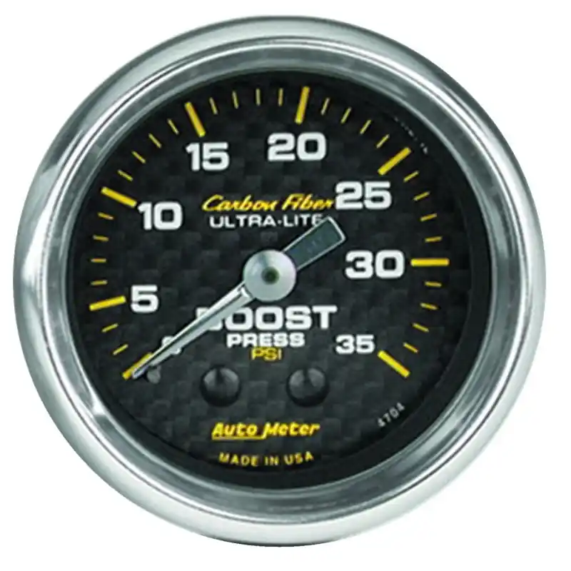 Autometer Carbon Fiber 52mm 35 PSI Mechanical Boost Gauge (ATM4704)