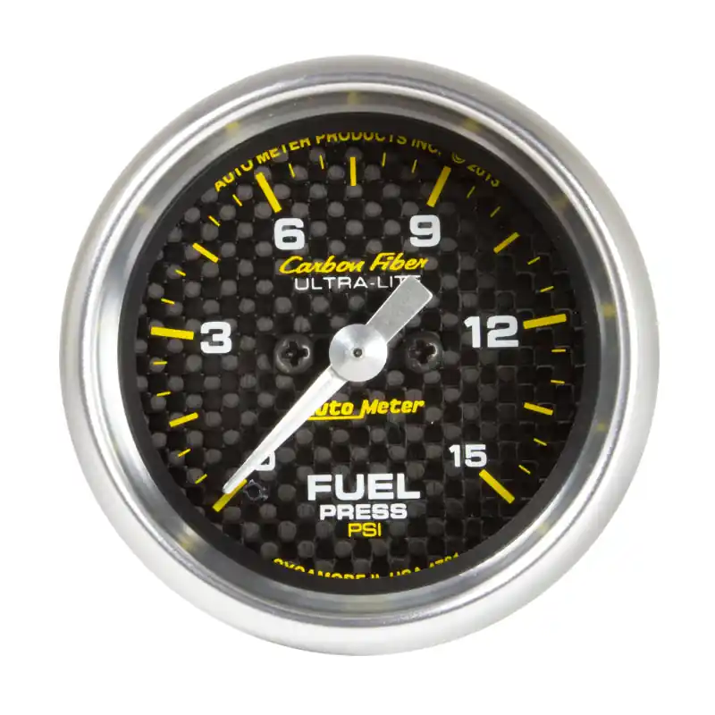 Autometer Carbon Fiber 52.4mm Full Sweep Electronic 0-15 PSI Fuel Pressure Gauge (ATM4761)