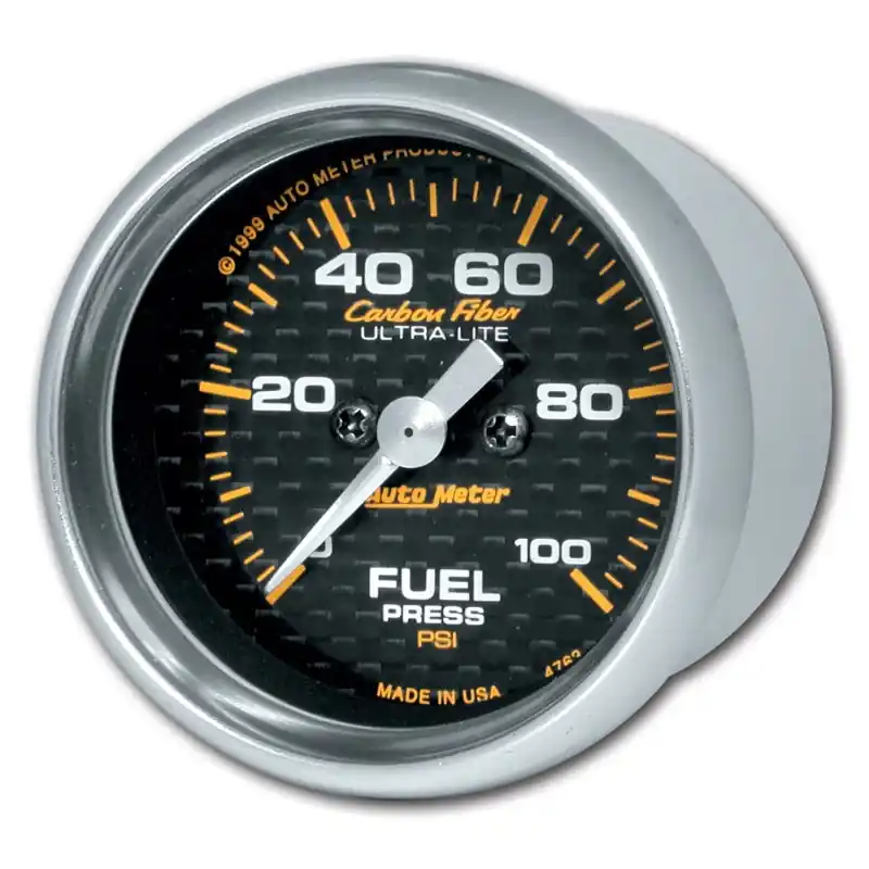 Autometer Carbon Fiber 52mm 100 PSI Electronic Fuel Pressure Gauge (ATM4763)