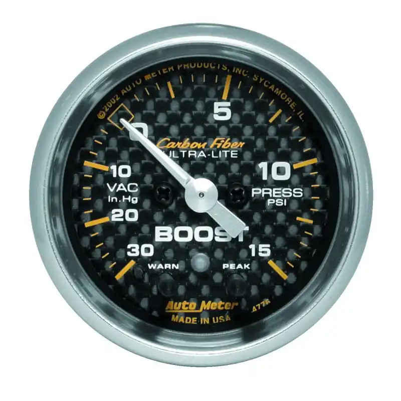 Autometer Carbon Fiber 52mm 15 PSI Electronic Boost Gauge (ATM4776)
