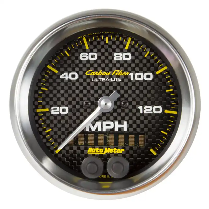 Autometer Ultra-Lite Carbon Fiber 3-3/8in 140 MPH In-Dash Full Sweep GPS Speedometer (ATM4780)