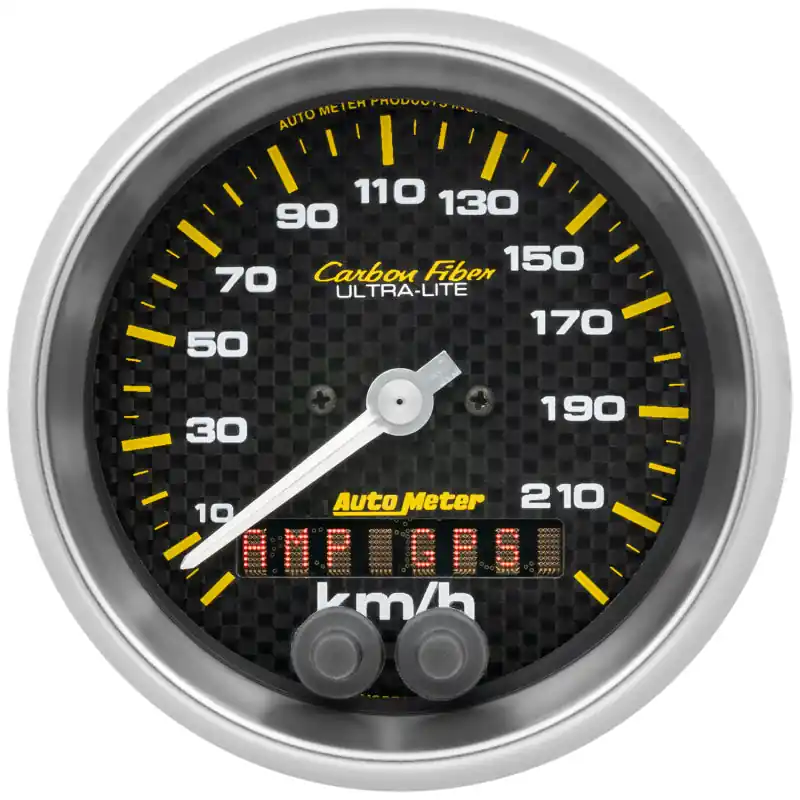 Autometer Carbon Fiber 3-3/8in. 0-225KM/H (GPS) Speedometer Gauge (ATM4780-M)