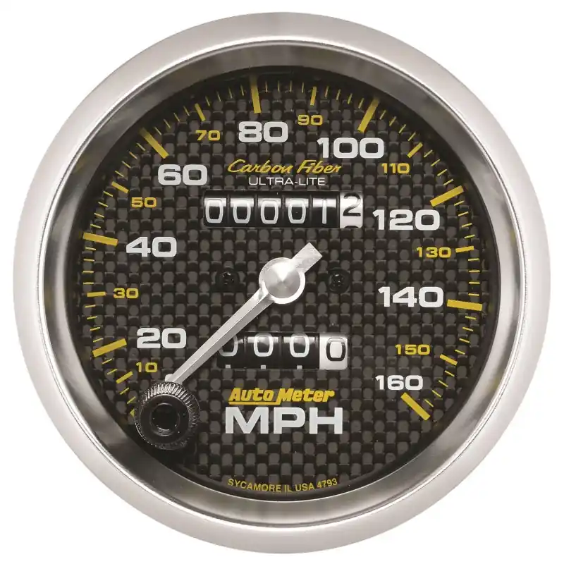 Autometer 3-3/8in Carbon Fiber 0-160MPH Mechanical Speedometer (ATM4793)