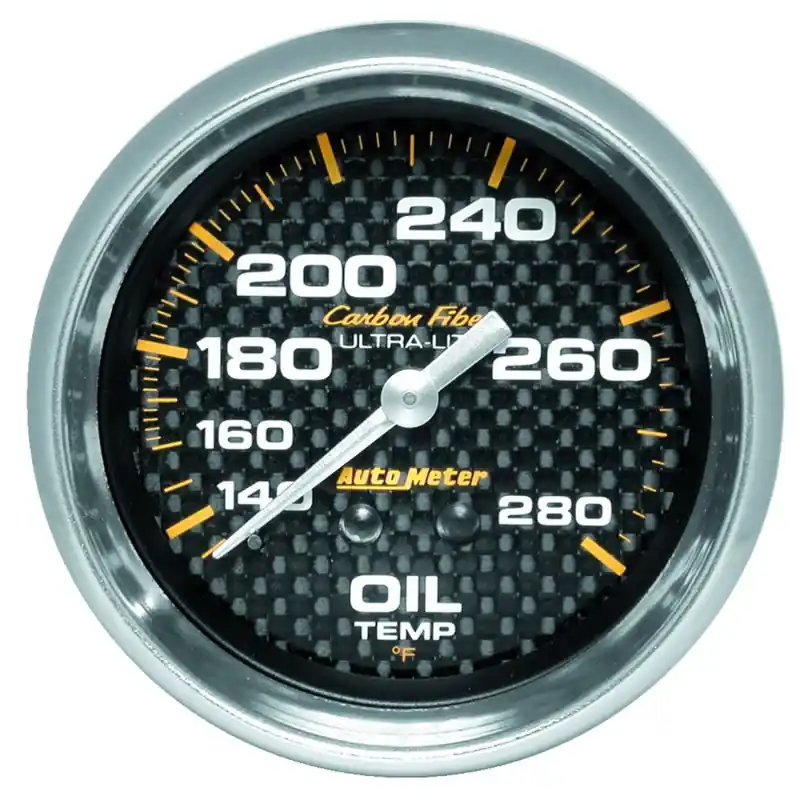 Autometer Carbon Fiber 2-5/8in 140-280 Deg F Mechanical Oil Temp Gauge (ATM4841)