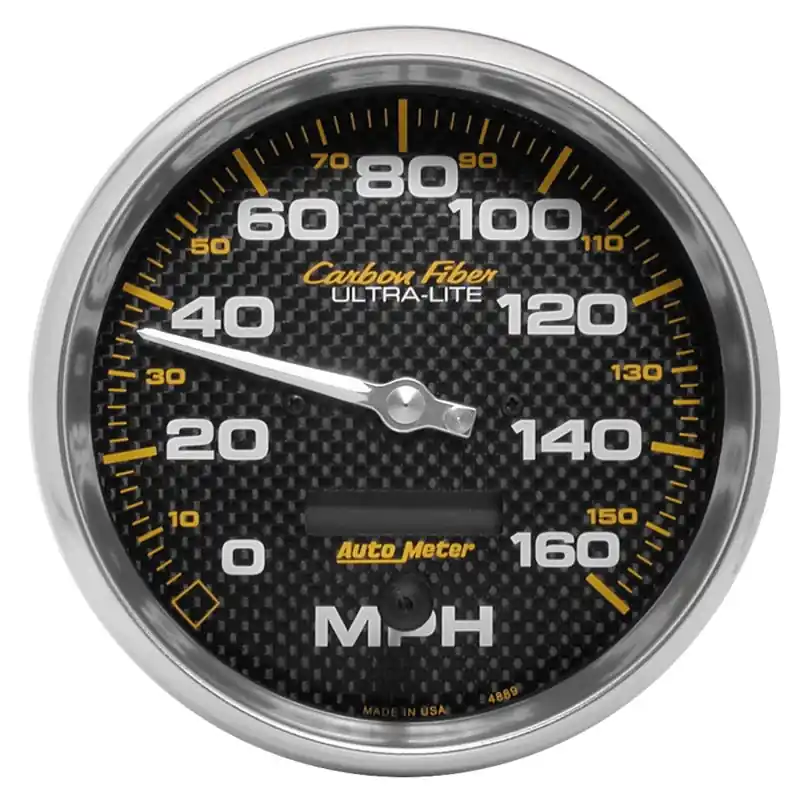 Autometer Carbon Fiber Series 5-inch 160 MPH Elec. Programmable Speedometer (ATM4889)