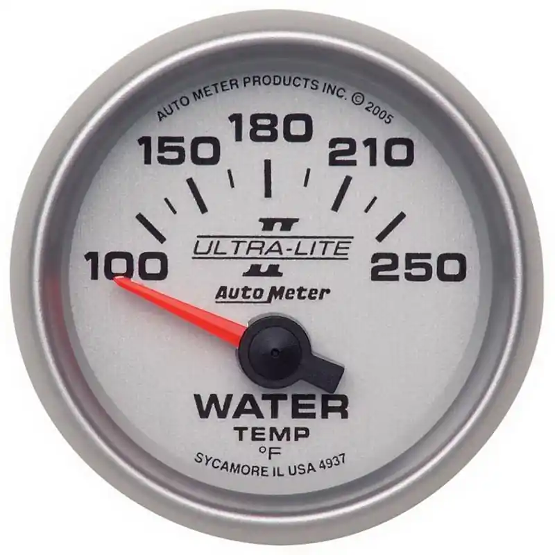 Autometer Ultra-Lite II 52mm 100-250 Deg F Short Sweep Electronic Water Temp Gauge (ATM4937)
