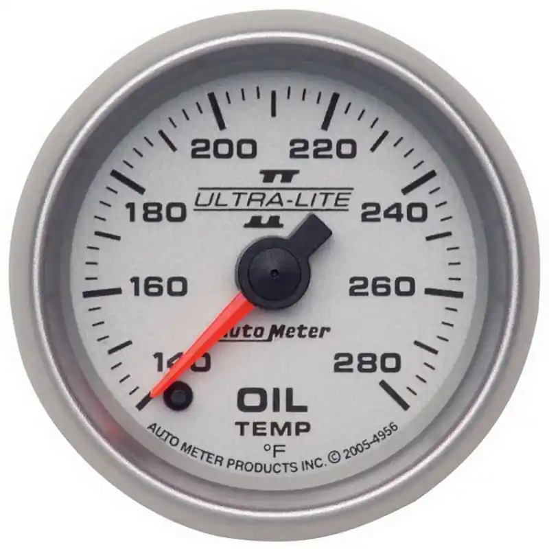 Autometer Ultra-Lite II 52mm 140-280 Deg F Full Sweep Electric Oil Temperature Gauge (ATM4956)