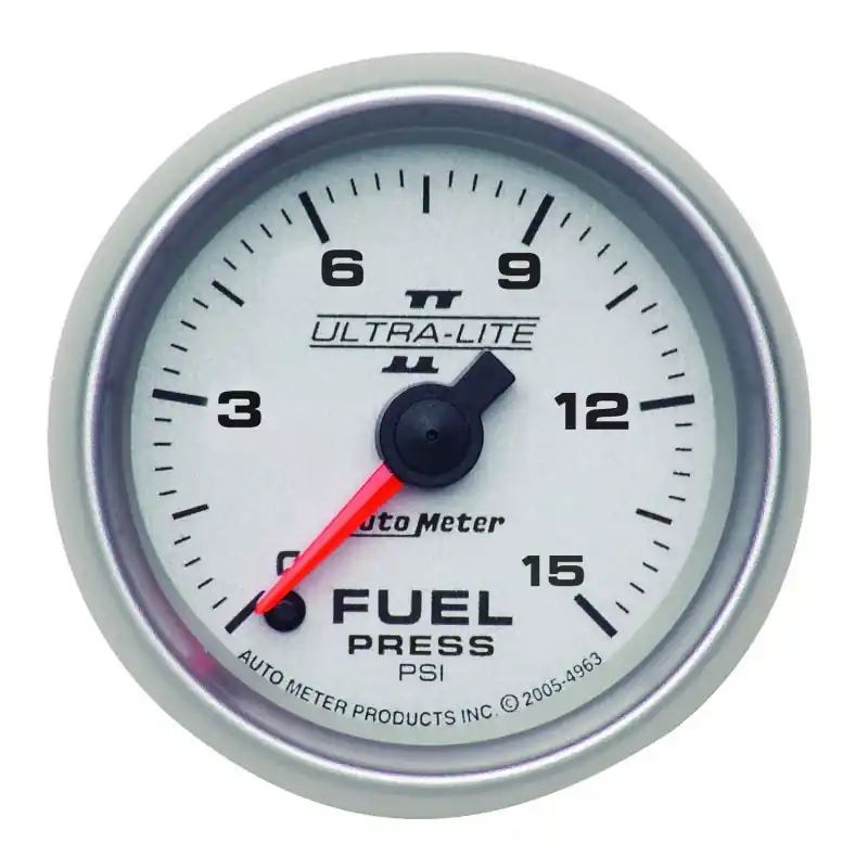 Autometer Ultra-Lite II 52mm 0-15 PSI Full Sweep Electronic Fuel Pressure Gauge (ATM4961)