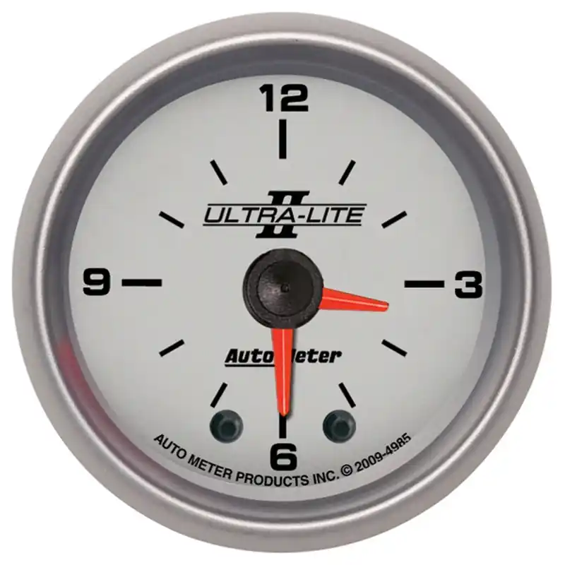 Autometer Ultra-Lite II 2in Illuminated Analog Full Sweep Electronic 12 Hour Clock (ATM4985)