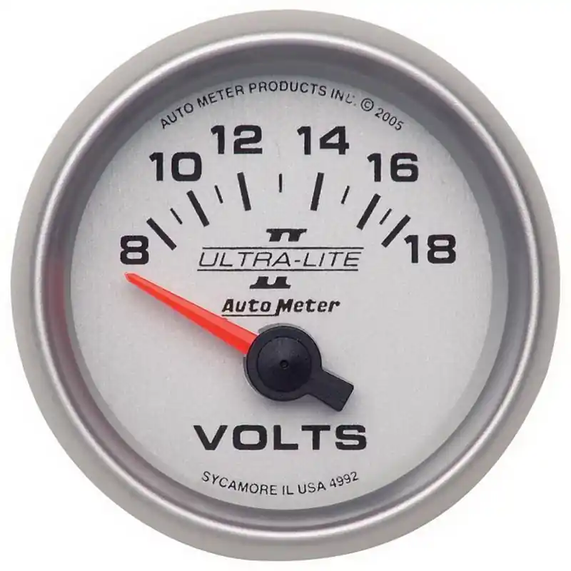 Autometer Ultra-Lite II 52mm 8-18 Volt Short Sweep Electronic Voltmeter (ATM4992)