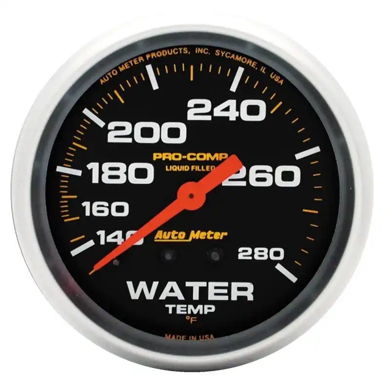 Autometer Liquid Filled Mechanical 2-5/8in 140-280 deg F Water Termperature Gauge Includes 6 (ATM5431)