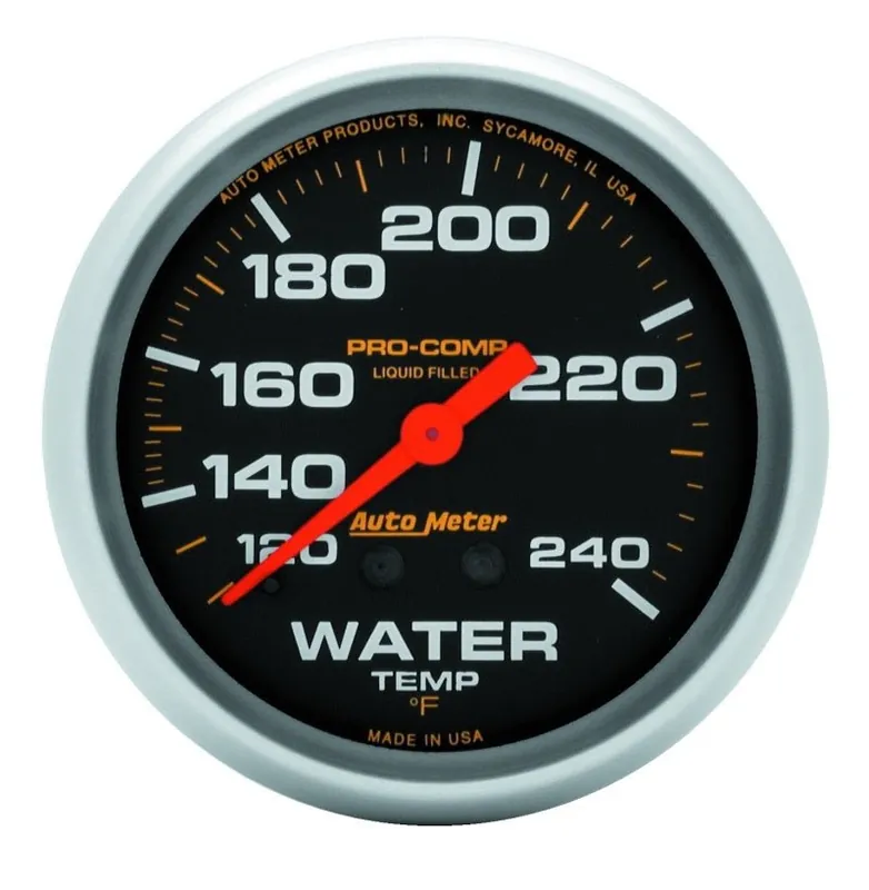 Autometer Liquid Filled Mechanical 66.7mm 120-240 deg F Water Termperature Gauge w/ 12in Tubing (ATM5433)