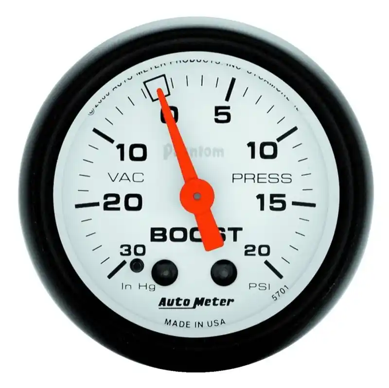Autometer Phantom 52mm 30in HG.-Vac/20PSI Mechanical Vacuum/Boost Gauge (ATM5701)