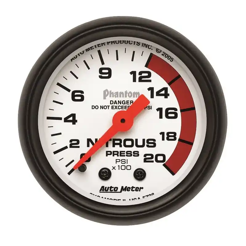 Autometer Phantom 52mm 0-2000 PSI Mechanical Nitrous Pressure Gauge (ATM5728)