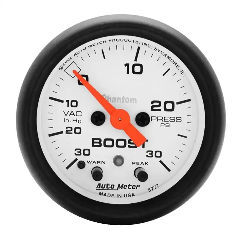 Autometer Phantom 52mm Boost 30 in Hg-Vac/30 PSI FS Electronic Vacuum/Boost w/ Peak Memory & Warning (ATM5777)