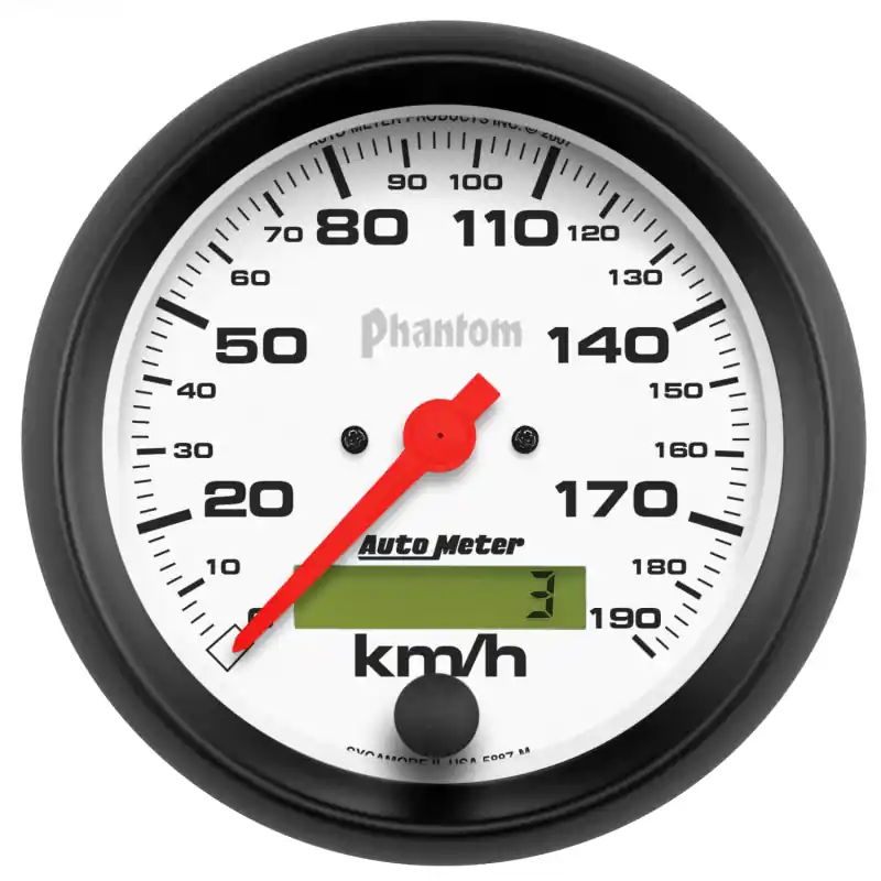 Autometer Phantom 3-3/8in 190 KM/H Speedometer Electric Program w/ LCD Odometer (ATM5887-M)