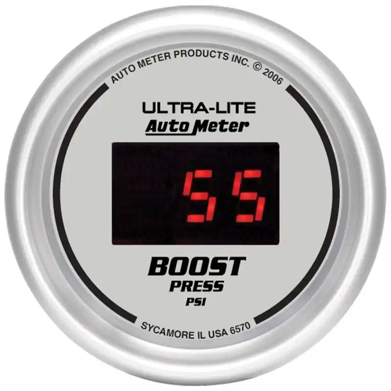 Autometer Ultra-Lite 2-1/16in 5-60 PSI Digital Boost Pressure Gauge - Silver (ATM6570)