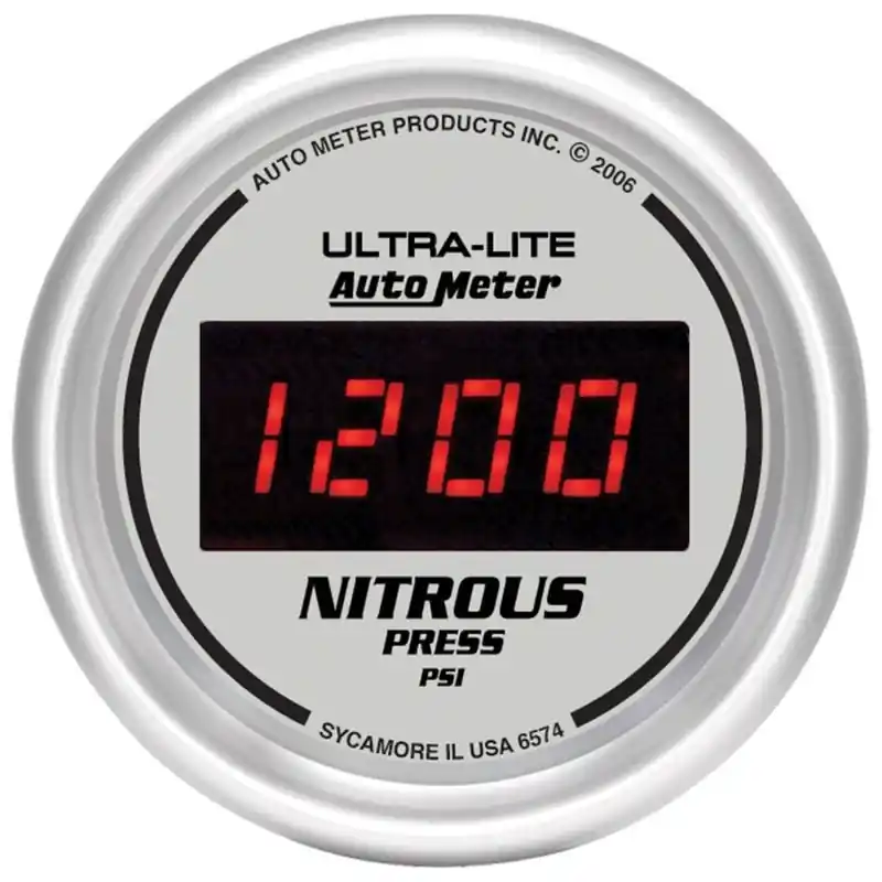 Autometer Ultra-Lite 2-1/16in 1600 PSI Digital Nitrous Pressure Gauge - Silver (ATM6574)