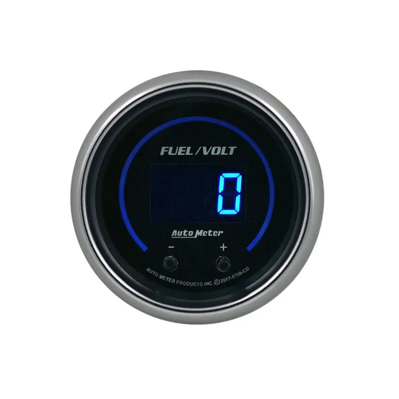 Autometer 52.4mm Black Switchable 0-100 Fuel Level / 8-18V Voltmeter Cobalt Elite Digital Gauge (ATM6709-CB)