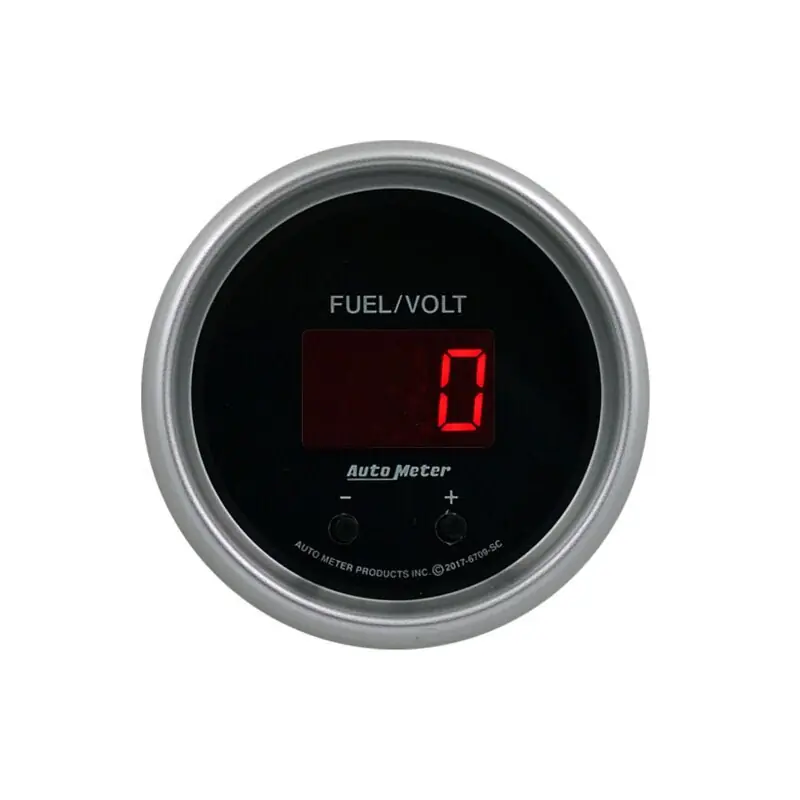 Autometer 52.4mm Black Switchable 0-100 Fuel Level / 8-18V Voltmeter Sport-Comp Elite Digital Gauge (ATM6709-SC)