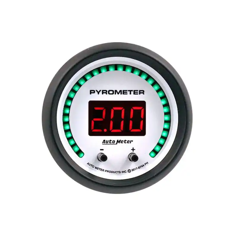 Autometer 52.4mm White Two Channel 0-2000 Degree Pyrometer (EGT) Phantom Elite Digital Gauge (ATM6744-PH)