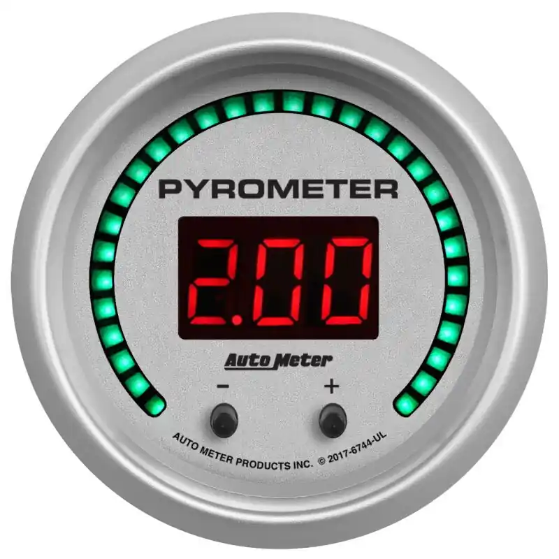 Autometer 52.4mm Silver Two Channel 0-2000 Degree Pyrometer (EGT) Ultra-Lite Elite Digital Gauge (ATM6744-UL)