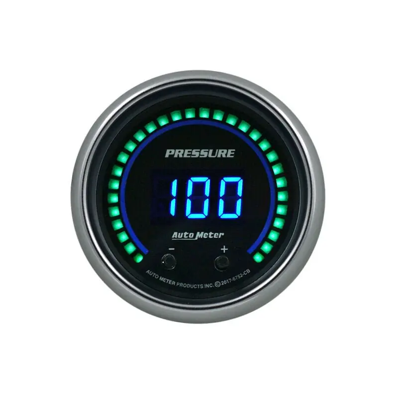 Autometer 52.4mm Black Switchable 0-1600 PSI/0-110 BAR Fluid Pressure Cobalt Elite Digital Gauge (ATM6752-CB)