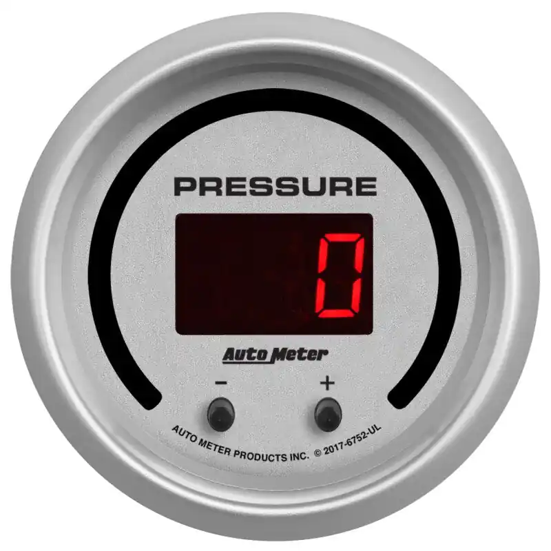 Autometer 52.4mm Silver Switchable 0-1600 PSI/0-110 BAR Fluid Pressure UltraLite Elite Digital Gauge (ATM6752-UL)