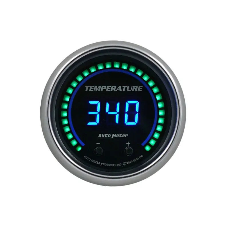 Autometer 52.4mm Black Switchable 60-340 Degrees F / 40-170 Degrees C Cobalt Elite Digital Gauge (ATM6754-CB)