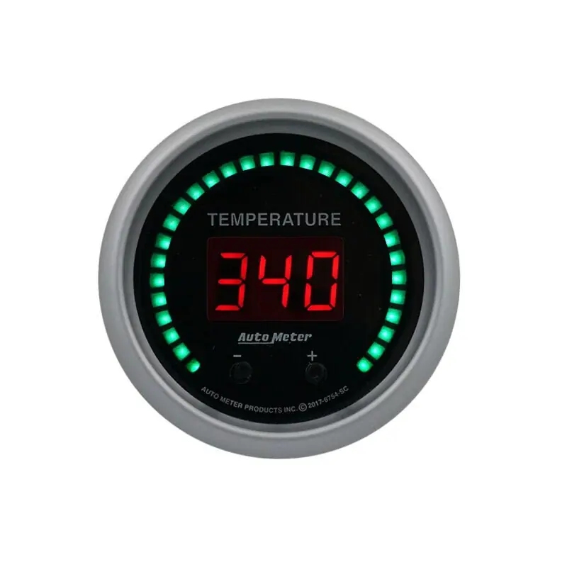 Autometer 52.4mm Black Switchable 60-340 Degrees F / 40-170 Degrees C Sport-Comp Elite Digital Gauge (ATM6754-SC)