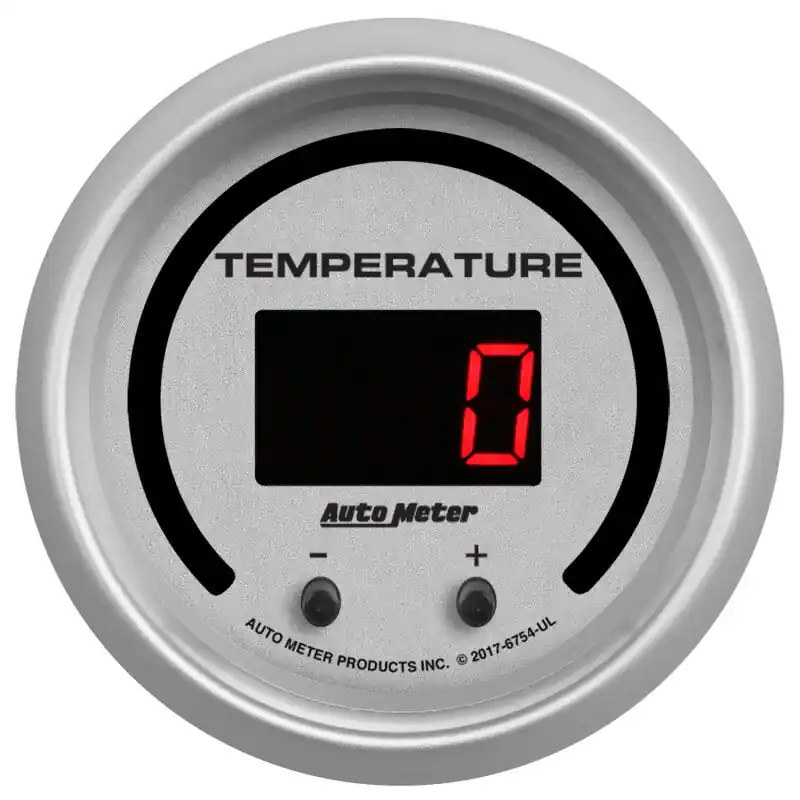 Autometer 52.4mm Silver Switchable 60-340 Degrees F/40-170 Degrees C Ultra-Lite Elite Digital Gauge (ATM6754-UL)