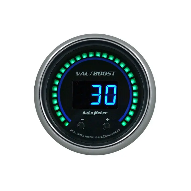 Autometer 52.4mm Black Switchable 0-1600 PSI / 0-110 BAR Vacuum/Boost Cobalt Elite Digital Gauge (ATM6758-CB)
