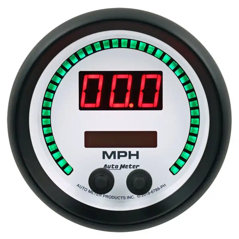 Autometer 85.7mm White Switchable 260 MPH / 260 KM/H Speedometer Phantom Elite Digital Gauge (ATM6789-PH)