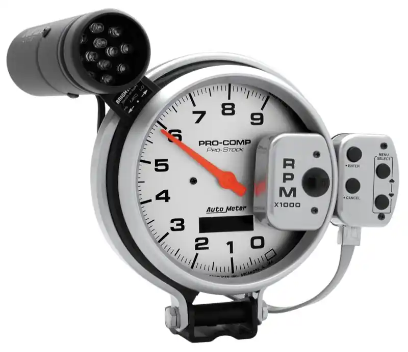 Autometer Ultra-Lite 127mm Tachometer 0-9000 RPM Pro-Stock Pedestal w/ Super Lite and Peak Mem (ATM6832)