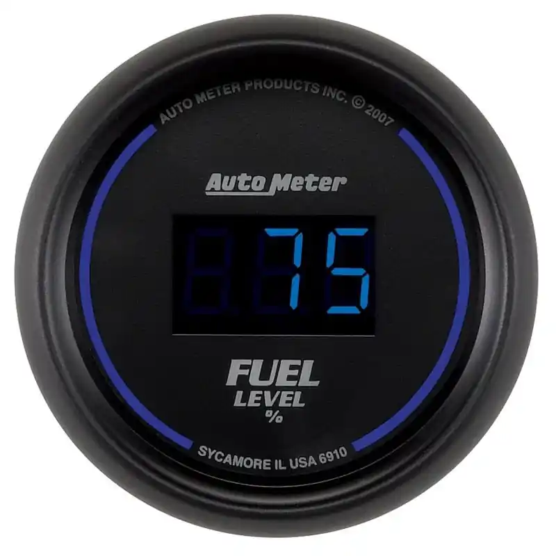 Autometer Cobalt Digital 52.4mm Black Programmable Empty-Full Range Fuel Level Gauge (ATM6910)