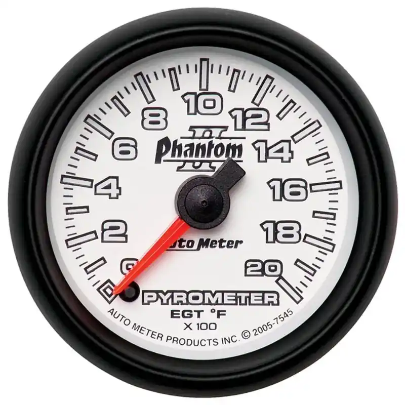 Autometer Phantom II 52.4mm Full Sweep Electronic 0-2000 Def F EGT/Pyrometer Gauge (ATM7545)