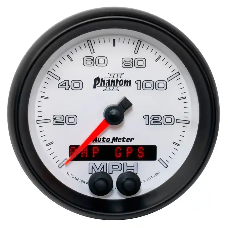 Autometer Phantom II 3-3/8in 0-140MPH In-Dash Electronic GPS Programmable Speedometer (ATM7580)