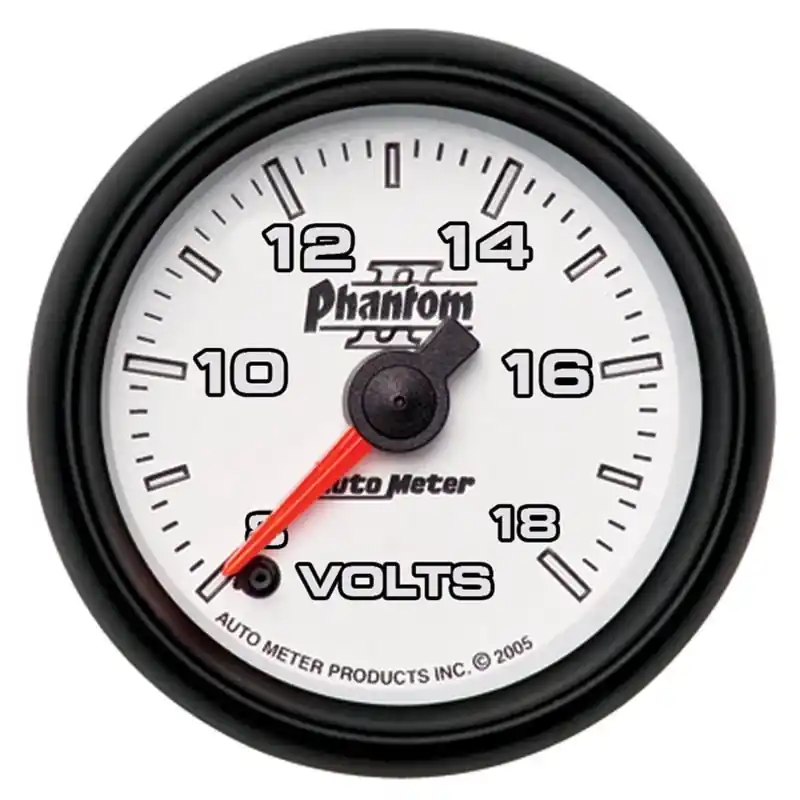 Autometer Phantom II 52.4mm Full Sweep Electronic 8-18 Volts Voltmeter Gauge (ATM7591)