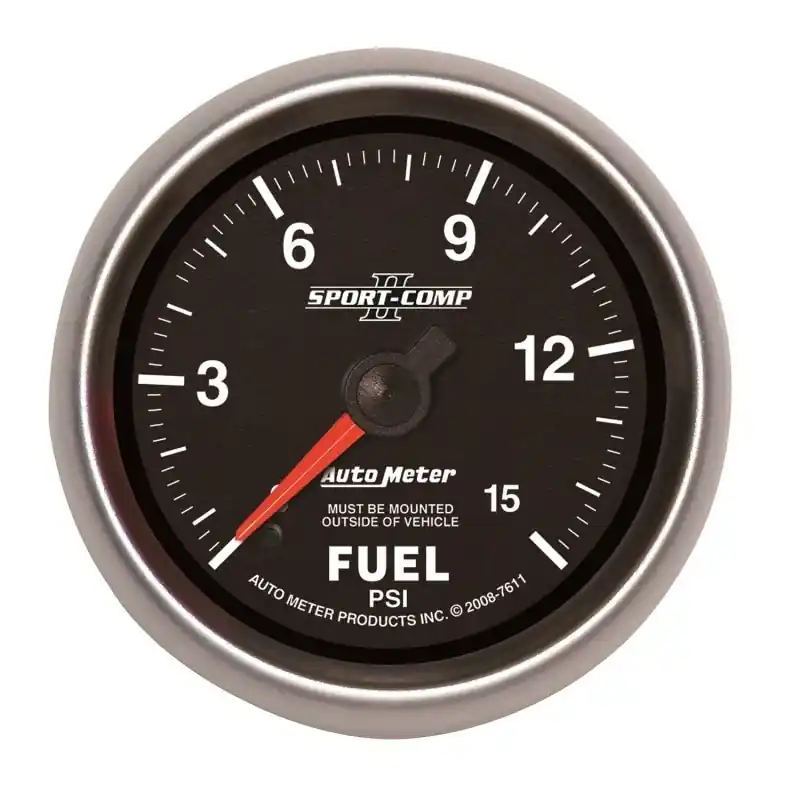 Autometer Sport-Comp II 2-5/8in Mechanical 15PSI Fuel Pressure Gauge (ATM7611)