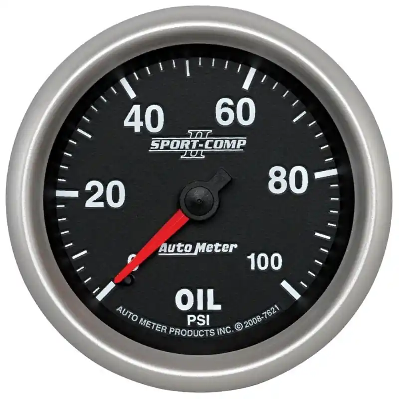 Autometer Sport-Comp II 2-5/8in 100 PSI Mechanical Oil Pressure Gauge (ATM7621)
