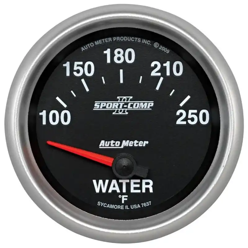 Autometer Sport-Comp II 100-250 Deg F Short Sweep Electronic Water Temperature Gauge (ATM7637)