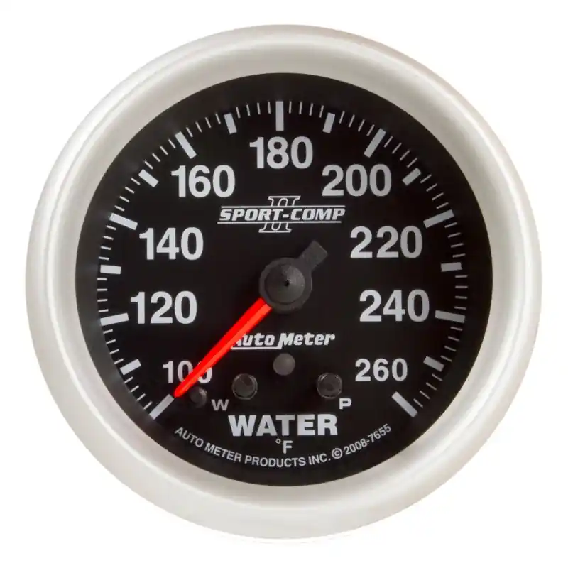 AutoMeter Gauge Water Temp 2-5/8in. 260 Deg. F Stepper Motor W/ Peak & Warn Sport-Comp II (ATM7655)