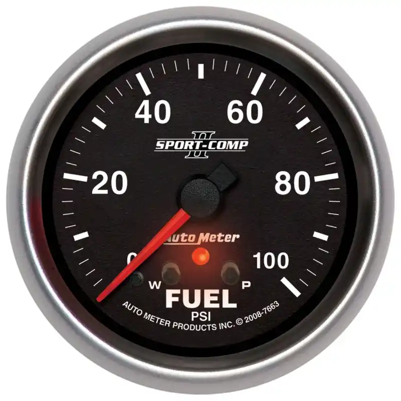 Autometer Sport-Comp II 2-5/8in 0-100 PSI Full Sweep Electronic Fuel Pressure Gauge (ATM7663)