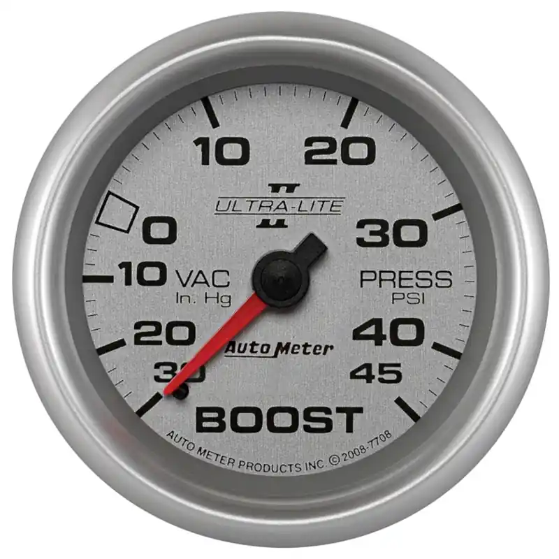 Autometer UL II 2 5/8inch 30 IN HG/45 PSI Mechanical Boost/Vacuum Gauge (ATM7708)