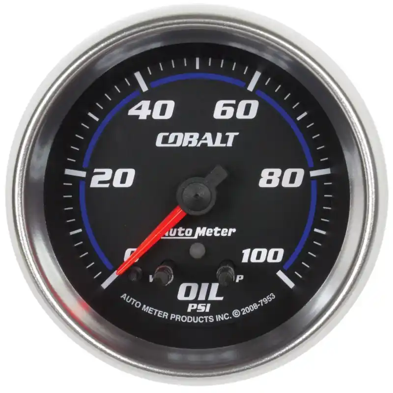 Autometer Cobalt Oil Pressure Gauge 2 5/8in 100PSI Stepper Motor w/ Peak and Warn (ATM7953)